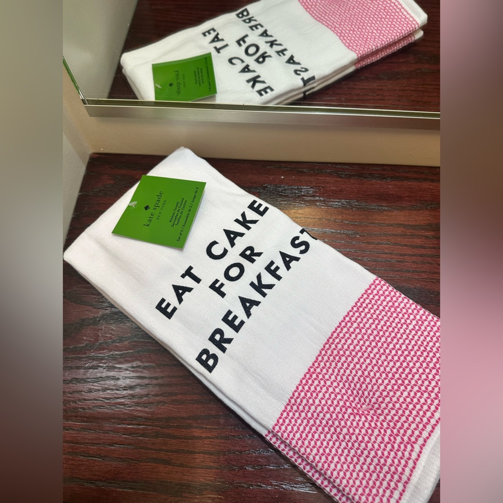 NWT Kate Spade Eat Cake for Breakfast Kitchen Towel set of 2